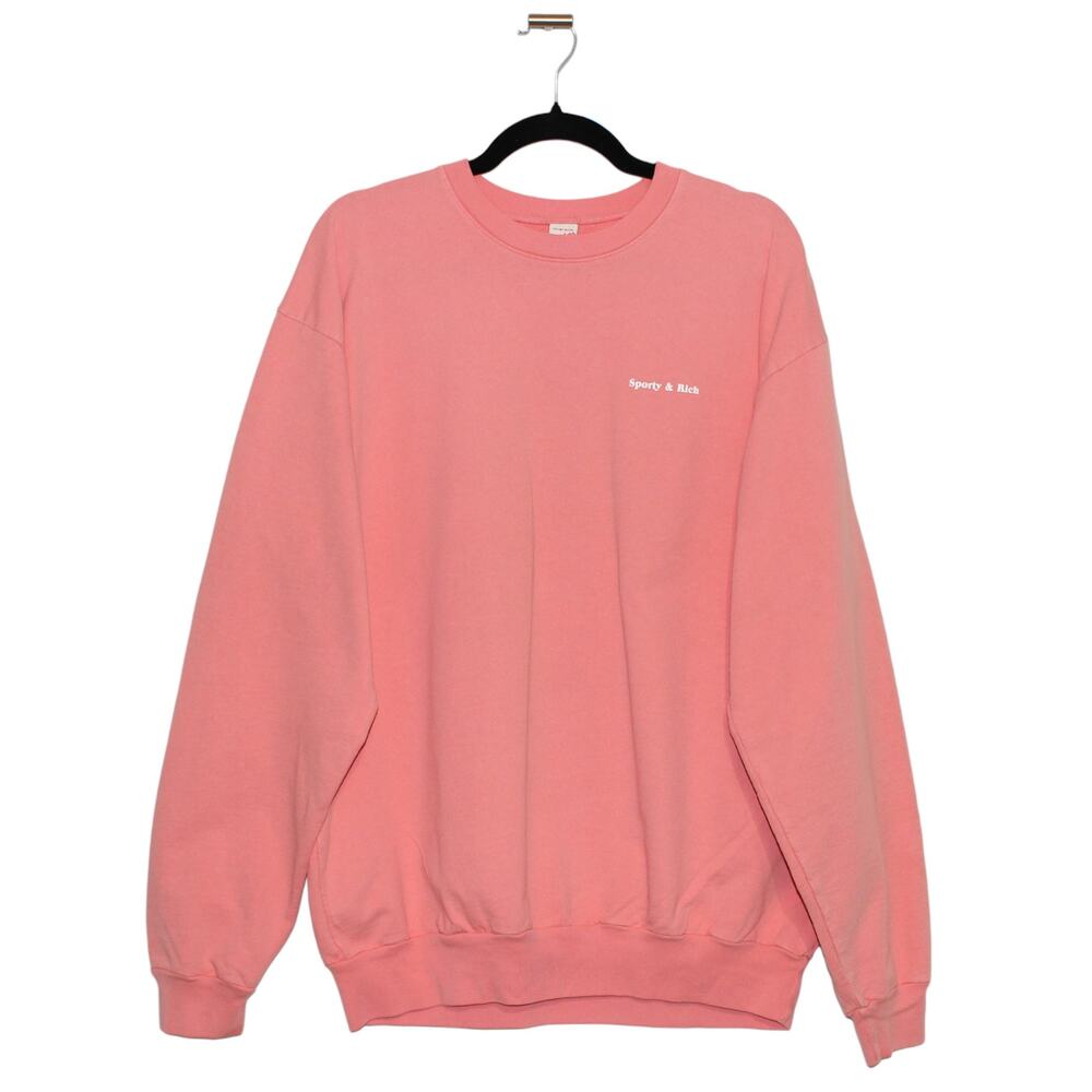 Sporty & Rich 100% Cotton Pink Crewneck Sweatshirt Size Large Made in USA